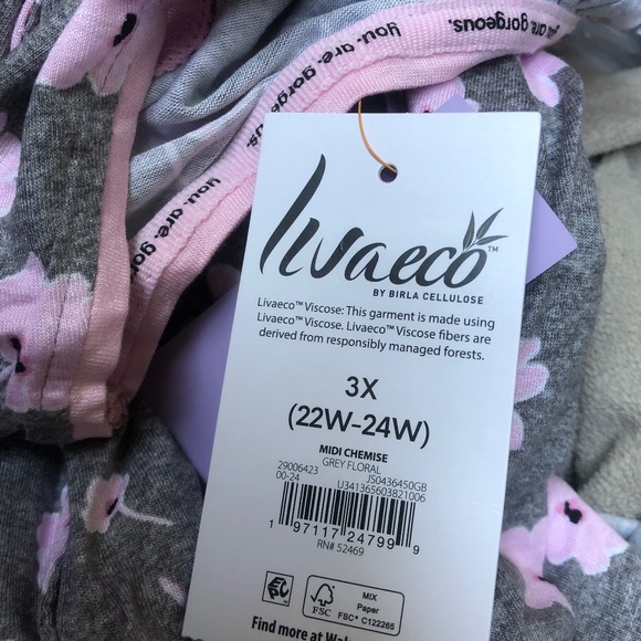 Joyspun Women’s Gray Floral Midi Chemise Size 3X NEW - Picture 10 of 10